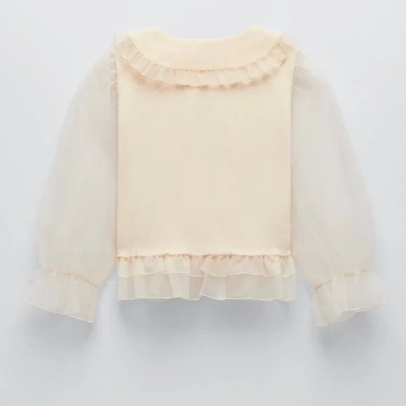 ZARA COMBINATION ORGANZA KNIT SWEATER - Picture 10 of 13